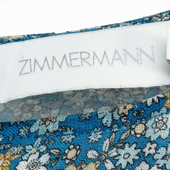 Zimmermann Carnaby Indigo Ditsy Floral-Print Broderie Anglaise Linen Maxi Dress - Picture 5 of 12